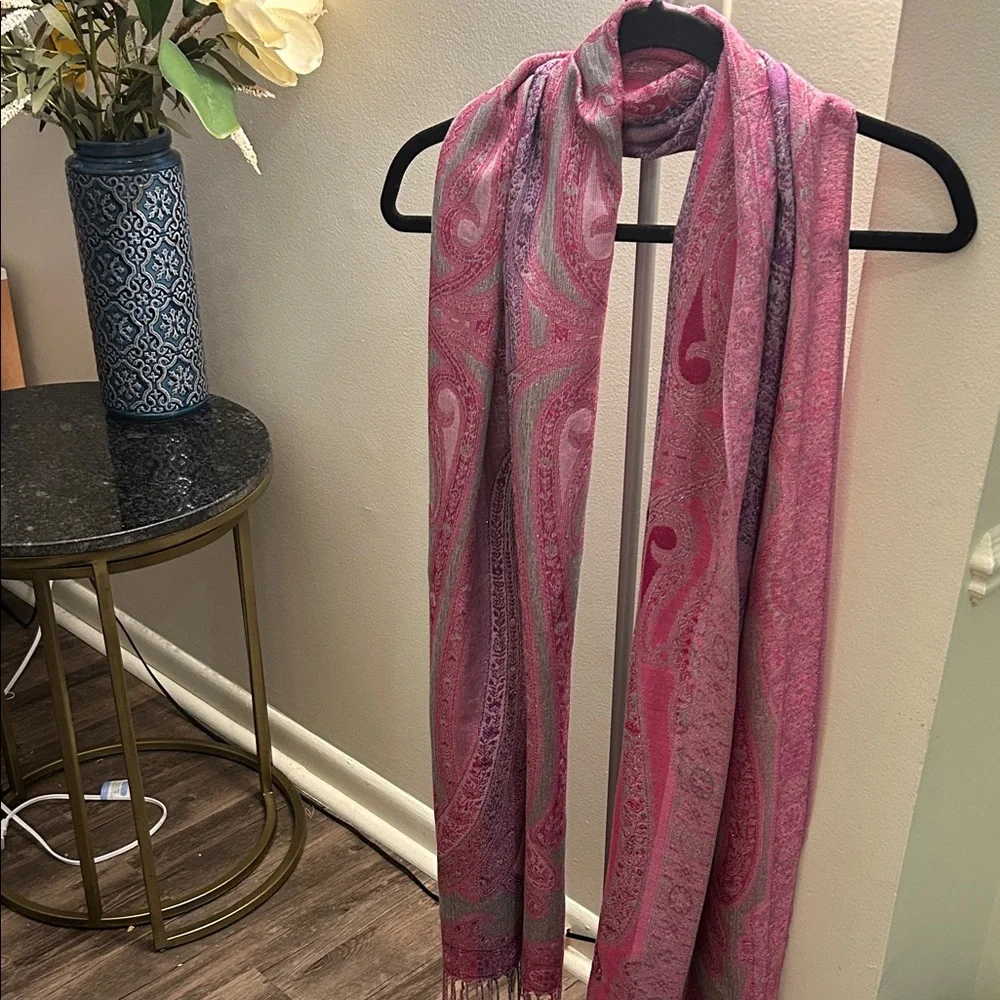 Collection Eighteen Purple Potion Elegant Pink and Purple Paisley Scarf NWT